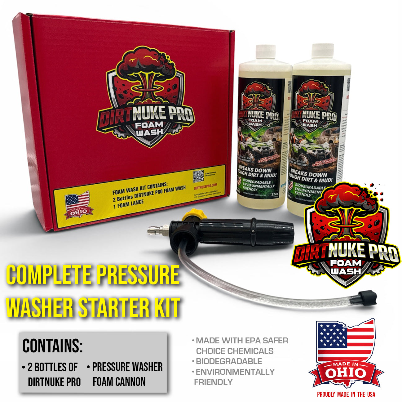 DirtNuke Pro - KIT - 2 Bottles / Pressure Washer Foam Cannon